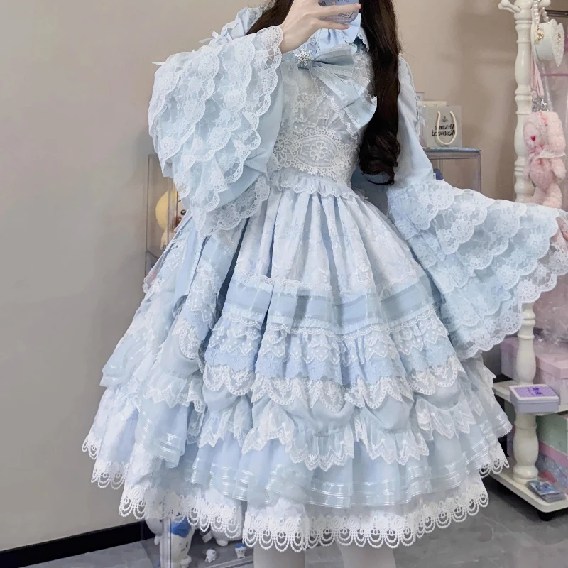 الأصلي لوليتا جي كم قميص الفتيات المرأة الحلو لطيف الدانتيل طويلة الأكمام قميص داخلي الخريف لوري لو اليومية أسفل القمم Mujer #5