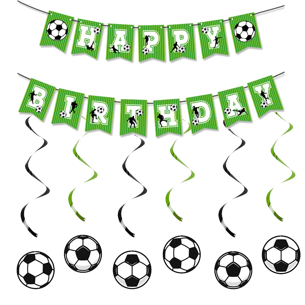 Fußball Thema Party Grün Banner Flagge Ziehen Hängende Spirale Kinder Jungen Fußball Geburtstag Party Baby Dusche Dekor Liefert – Detail 1