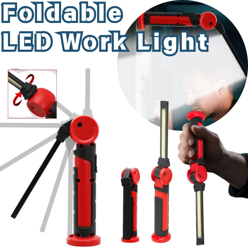 1/2/3 Foldable COB LED Work Light Magnetic Base USB Rechargeable Multi Modes Inspection Flashlight For Car Repair Garage Camping