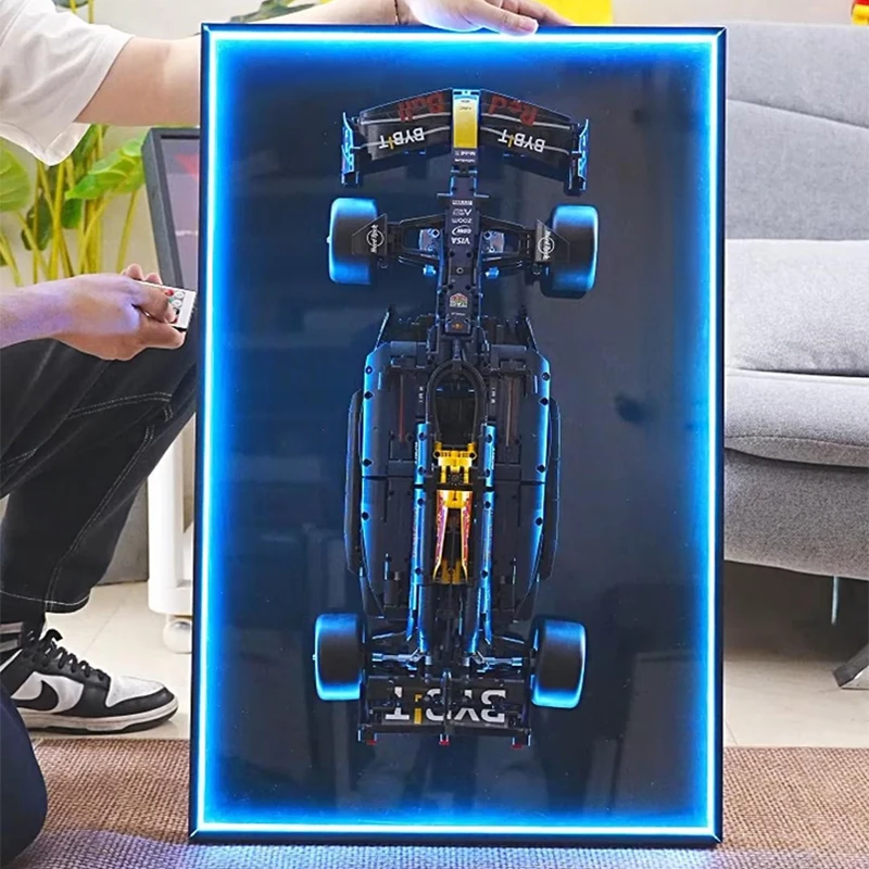 Wall Mount Display for LEGO 42207 Ferrari SF-24 F1 42171 Mercedes-AMG F1 W14 E 42206 Red Bull Racing RB20 F1--Display Wall only view 3