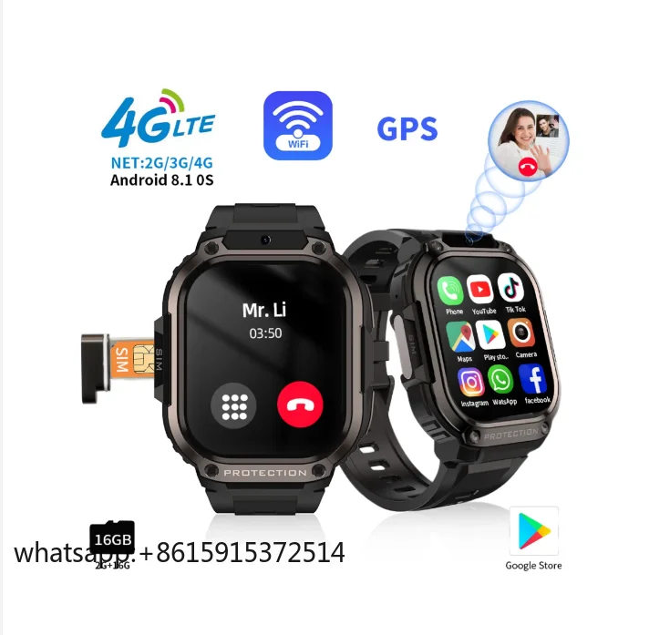 TLCRETE 2025 جديد Dm63 أندرويد Smartwatch 4G بطاقة Sim واي فاي 64GB Amoled عرض مقاوم للماء IP67 سيليكون الهاتف المحمول Reloj Inteli