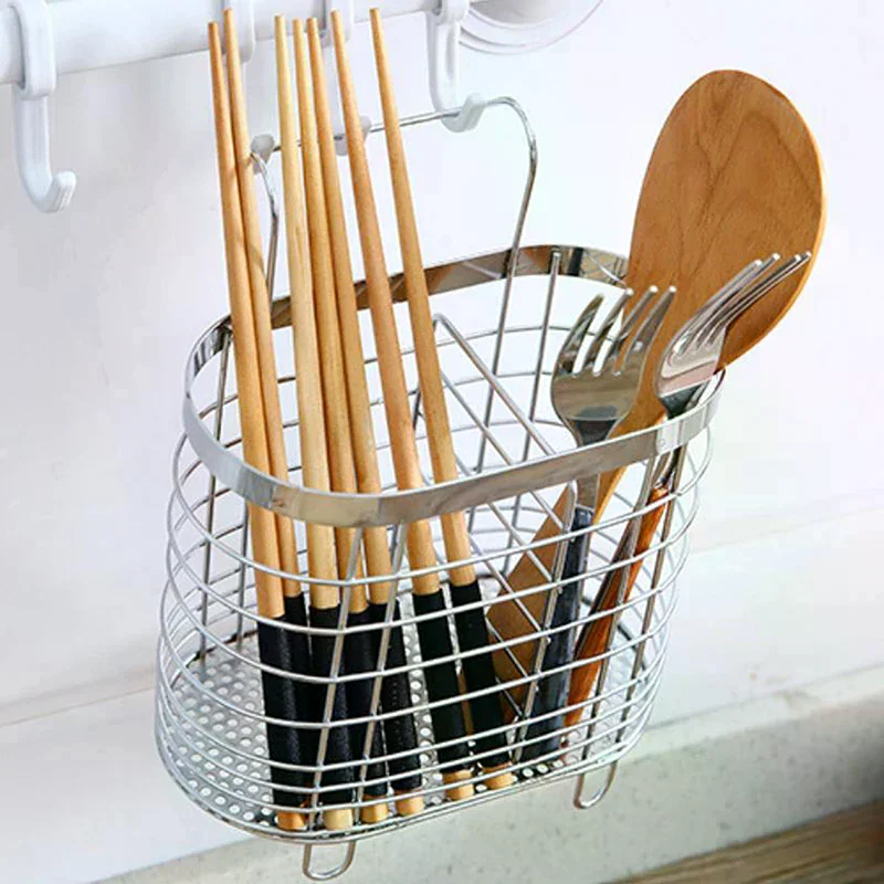 Suspension Type Household Stainless Steel Kitchen Cutlery Holder Drainer For Chopstick Forks Spoons Storage Organizer Ware Racks