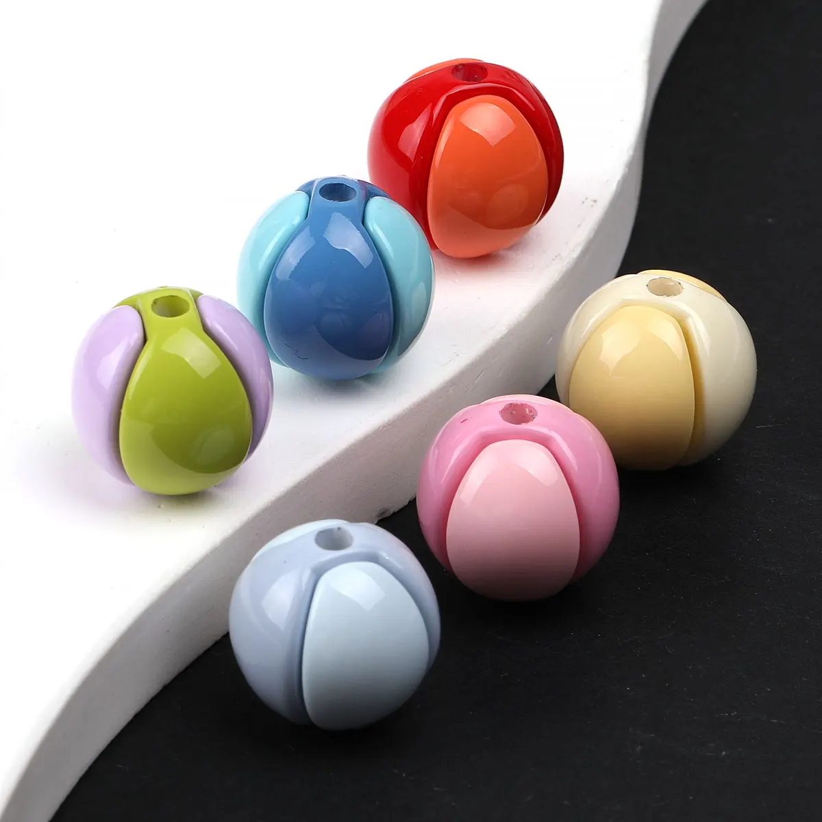 18pcs/36pcs Beads & Bead Assortments Decorative Beads Bohemian Acrylic Beads Vibrant Cute Combined Round Shape Colorful 