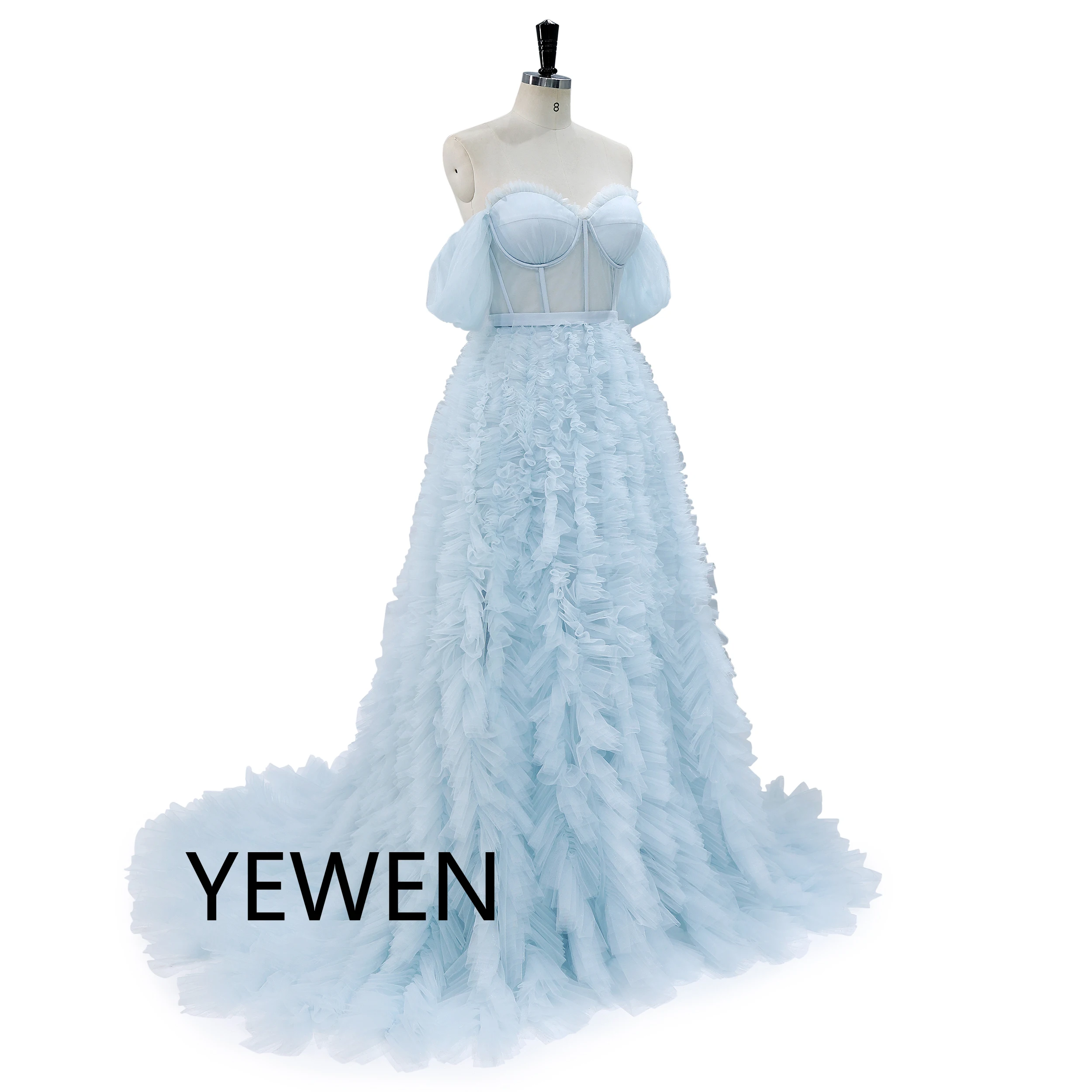 Elegant Corset Top with Ruffles Prom Dress Photo Shoot Photography Gown YEWEN YW231159