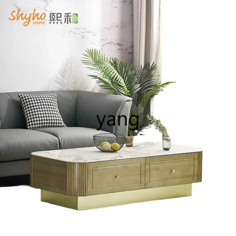 

LH all solid wood light luxury coffee table living room small apartment maple rock board tea table