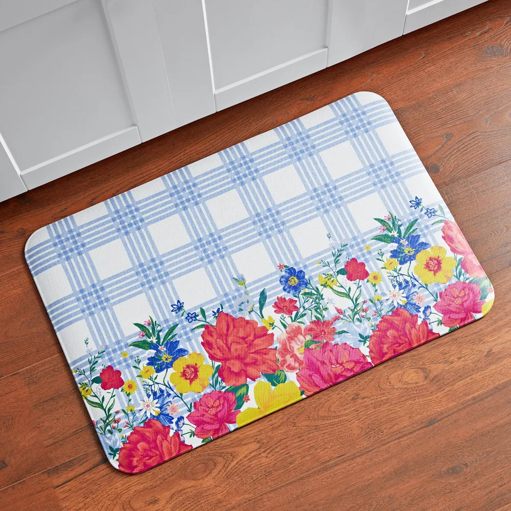 The Pioneer Woman Bouquet Plaid Kitchen Comfort Floor Mat, Multicolor, 20