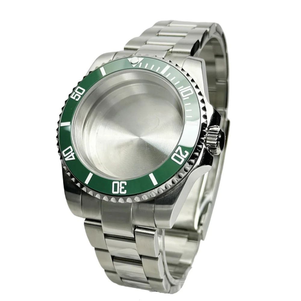 Diver Watch Case Fit for Sub Polish Oyster Band Mod NH34 NH35 NH36 NH70 NH72 20bar red blue bezel 120 Clicks Sliding Buckle