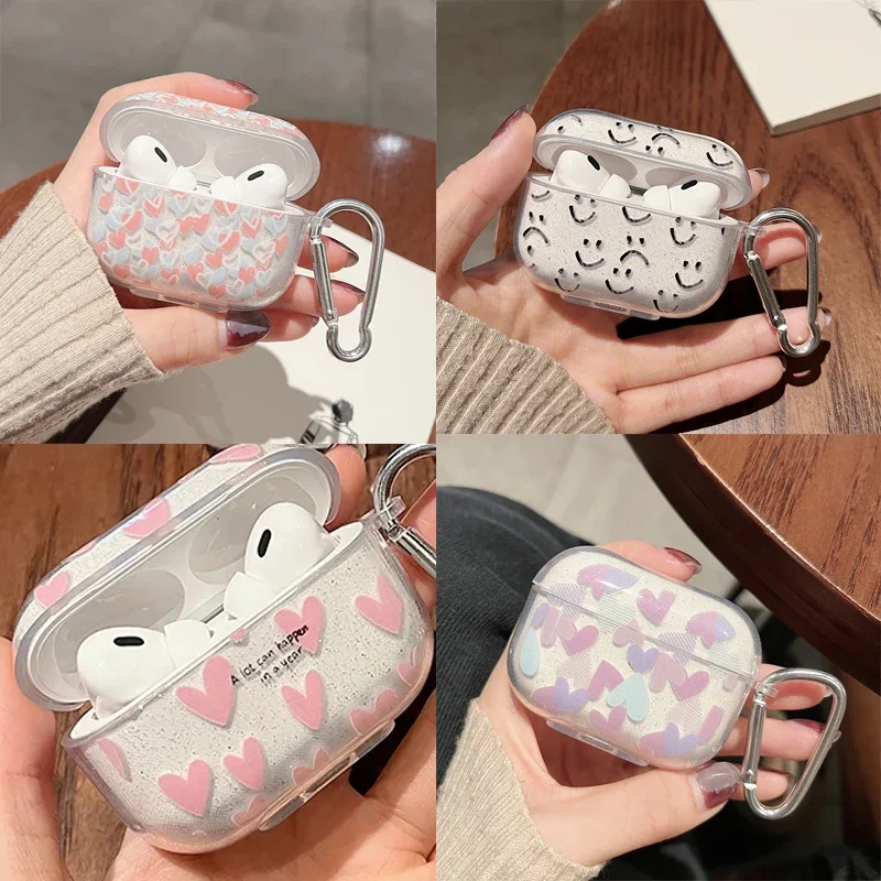 

Soft Silicone Cover For AirPods Pro 2nd Bling Glitter Colorful Heart Case For AirPods 2 1 3 Girls Cartoon Earphones Charging Box