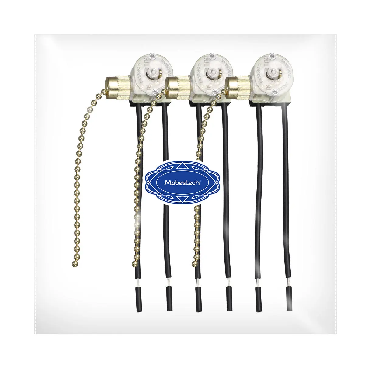 

3pcs Pull-Chain Switch For Ceiling Fan Replacement Durable Chain Control For Fan Light Canopy Fixtures Zipper On-Off Cable