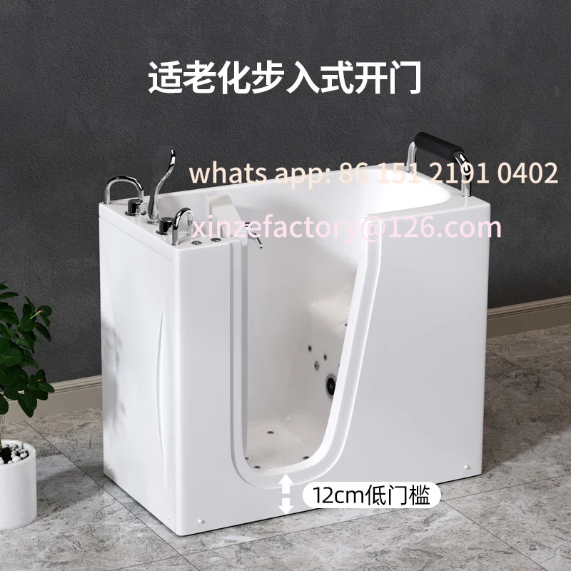 حوض استحمام خاص قابل للتخصيص، باب داخلي، حوض استحمام يمكن الوصول إليه، شقة صغيرة من الأكريليك، حوض استحمام مساعد