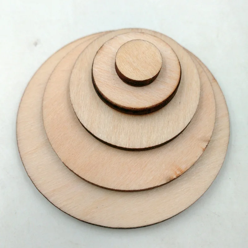 Accessoires faits à la main, patch rond en bois, copeaux de bois ronds décoratifs faits à la main, spécifications complètes, bricolage