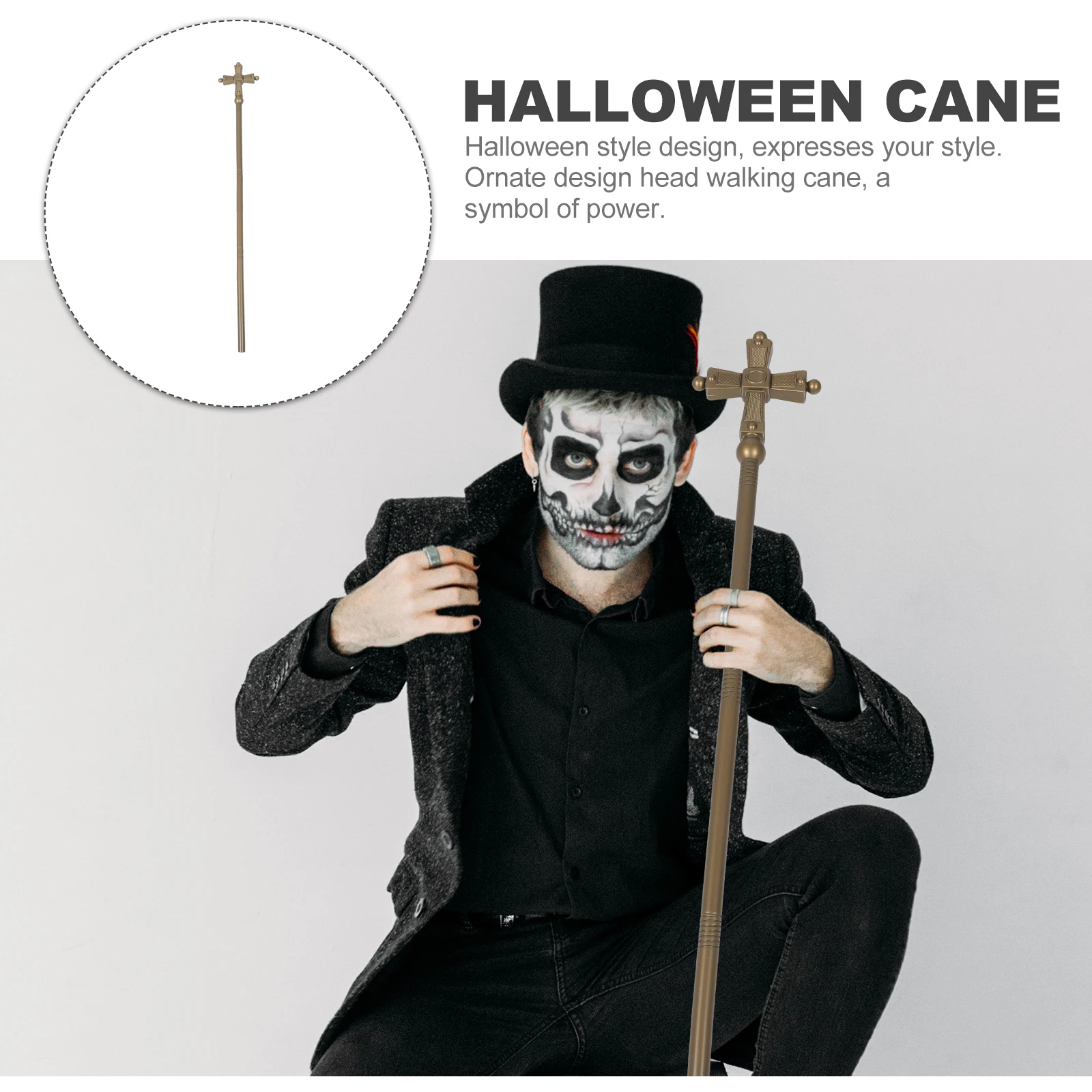 Kij Sztaba Krzyżowa 77cm Plastikowa Laska Kostiumowa Rekwizyt na Halloween Imprezę Scenę