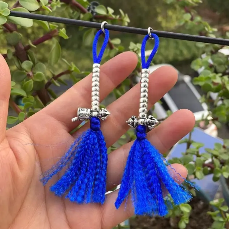 Tibetan Silver Counter Side Hanging Pair Accessory for Full 108 DIY Pixin Vajra Set Handmade Unisex Elegant Fine Top Super Gift view 5