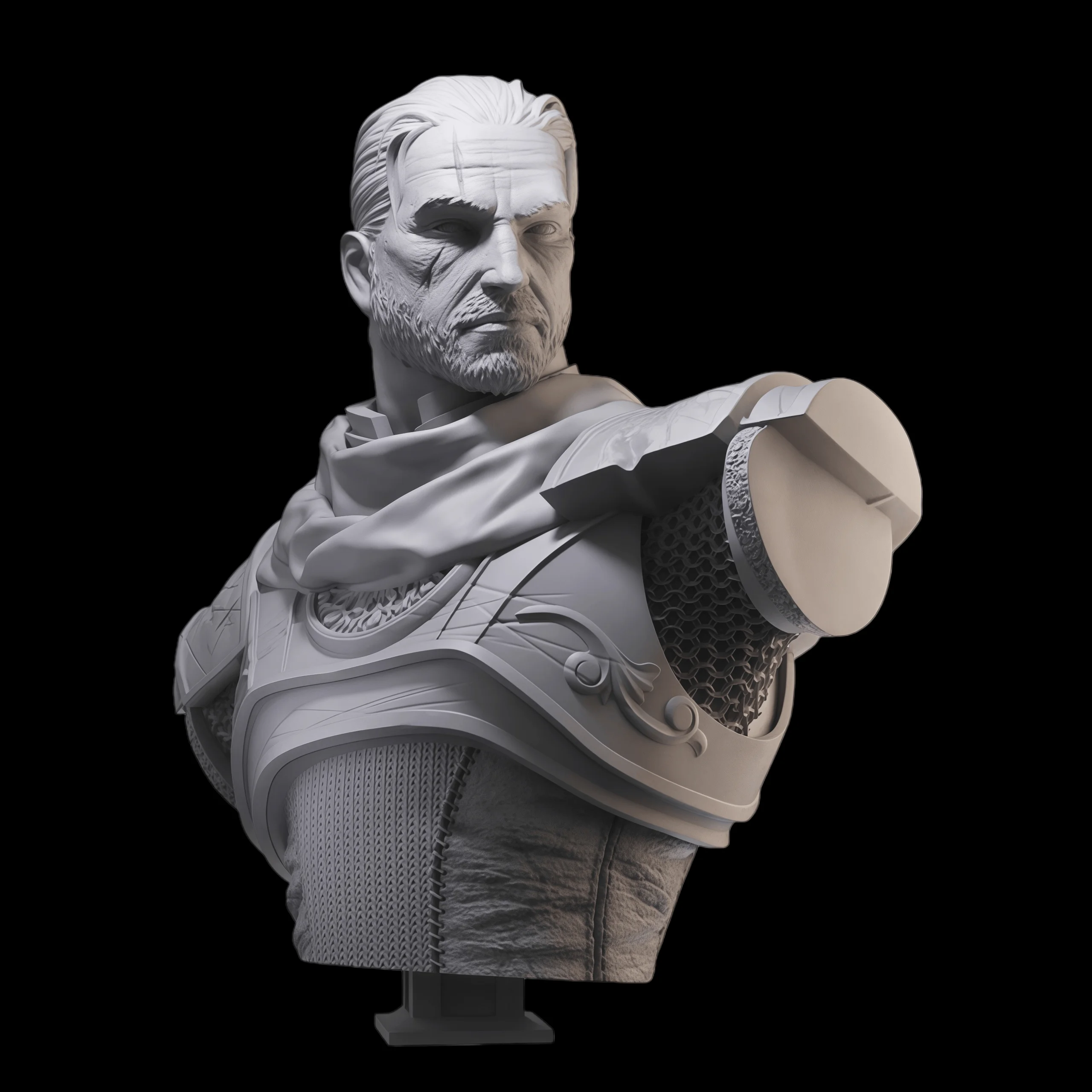 

40mm Die Casting Resin Model Assembly Kit, GK， Exquisite Resin Geralt Bust and Half Body, Unpainted