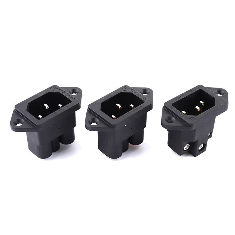 1Pc HiFi Audio Pure Copper Male Audio IEC Inlet Power 3 Pin Socket AC 250V 10A Elecrtric Plug Connector