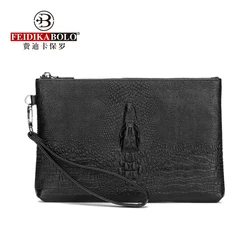 FEIDIKABOLO Real Leather Man Wallet Long Design Fashion Alligator Embossed Men Clutch Purse Classic Design Mobile Cash Hand Bag