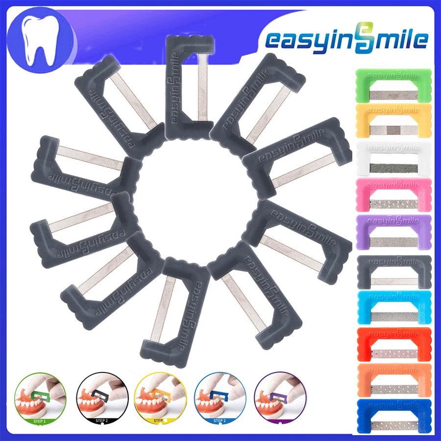 10XEASYINSMILE interproximal reduction enamel dental strips Orthodontic IPR Polishing serrated strips Teeth Reduce Saw 0.1MM THK