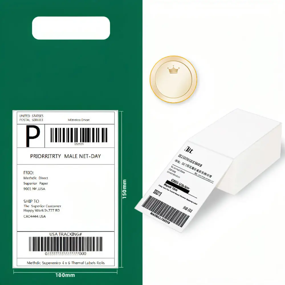 Fanfold Thermal Adhesive Paper For Shipping Labels Waterproof Scratch Resistant Stickers For Warehouse Courier Logistics