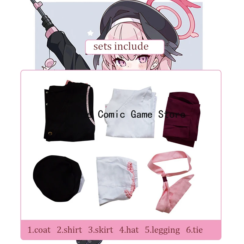 IN STOCK Koharu Shimoe Cosplay Blue Archive Anime Game Cosplay Uniform Pink Wig Headwear Wing Halloween Party Outfits for Women view 5