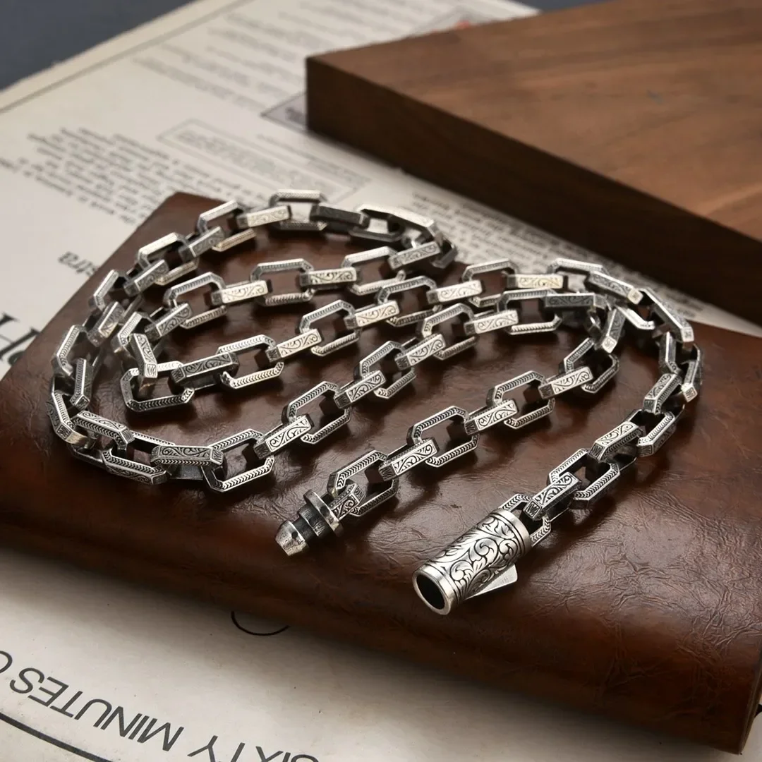 Buddhastone New Vine Grass Pattern Necklace Heavy Industry Men Personalized Vintage Simple Small Design Fashion Jewelry