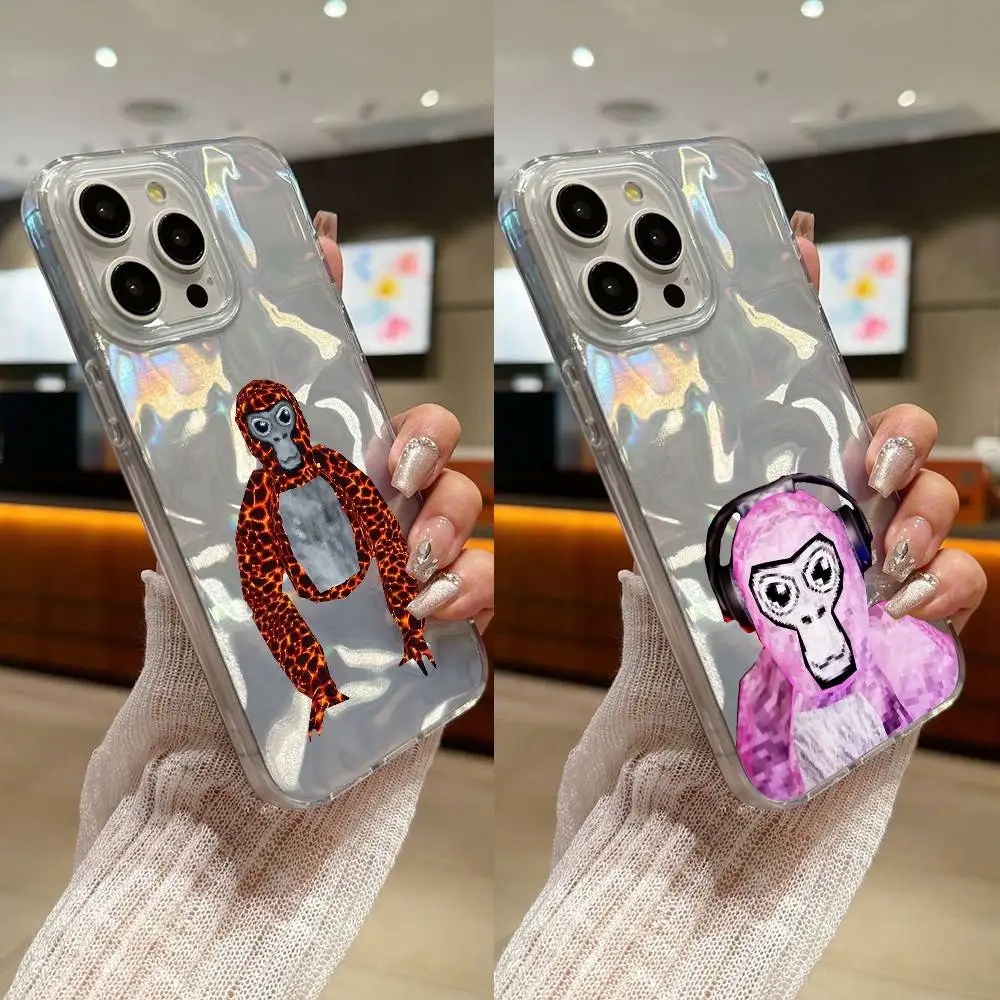 

Monkey G-Gorilla Banana Tag Phone Case For iPhone 16,15,14,13,12,11 Plus,Pro,Max,Plus,SE4,E Transparent Satin Laser Glossy Cover