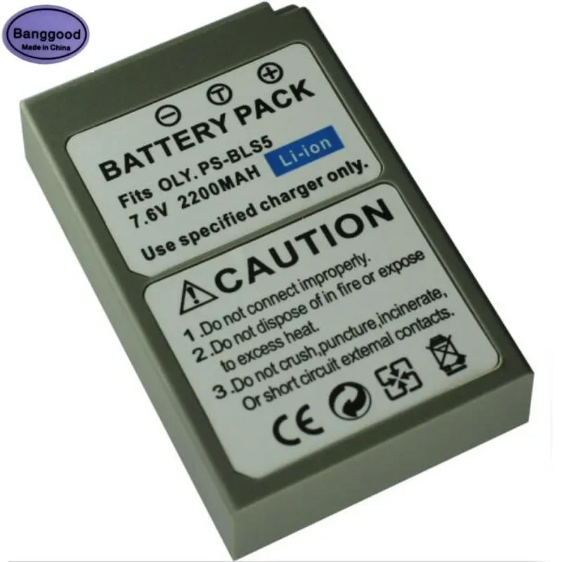 7.6V 2200mAh PS-BLS5 BLS-5 BLS5 Camera Battery Pack For Olympus E400 E410 E420 E450 E600 E620 E-P1 E-P2 E-P3 E-PL1 E-PL2 E-PM1