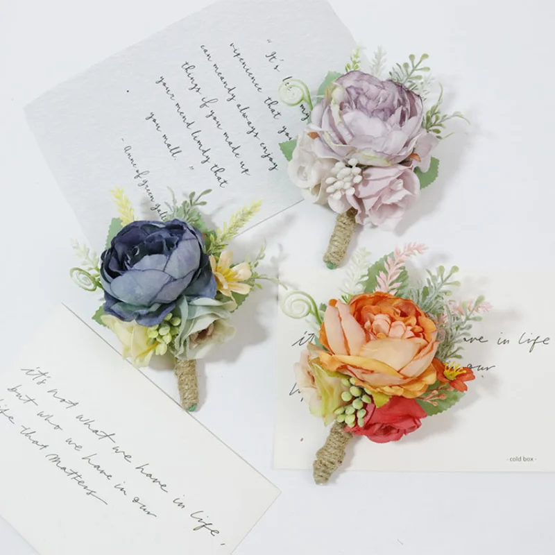 New Artifial Flowers wedding corsage for women Bridesmaid Groomsmen Marriage Accessories