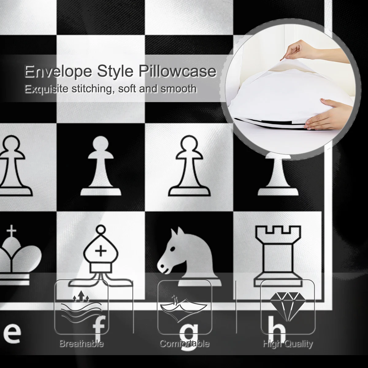 BeddingOutlet Chess Board Bedding Set for Teen Boys Black And White Squares Game Theme Home Textiles Bedroom Decor Bedspreads