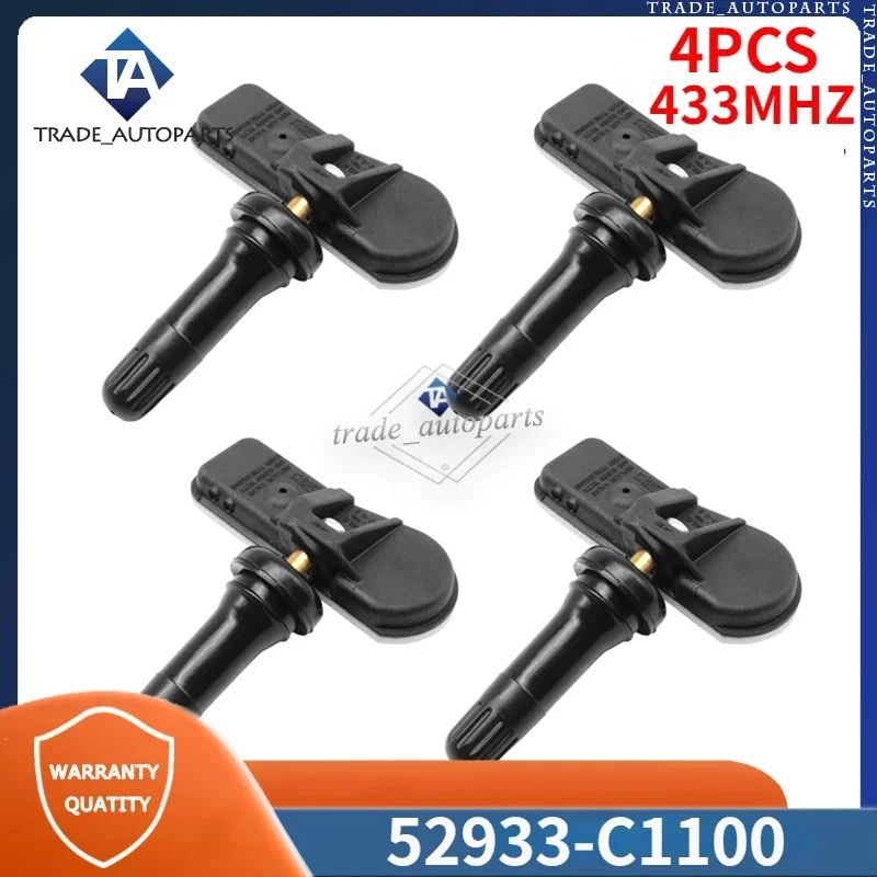 

52933-C1100 4Pcs Tire Pressure Monitor Sensor For 2016-2021 Hyundai Creta i20 Coupe ix35 Sonata Tucson LM TPMS 433MHz 52933C1100