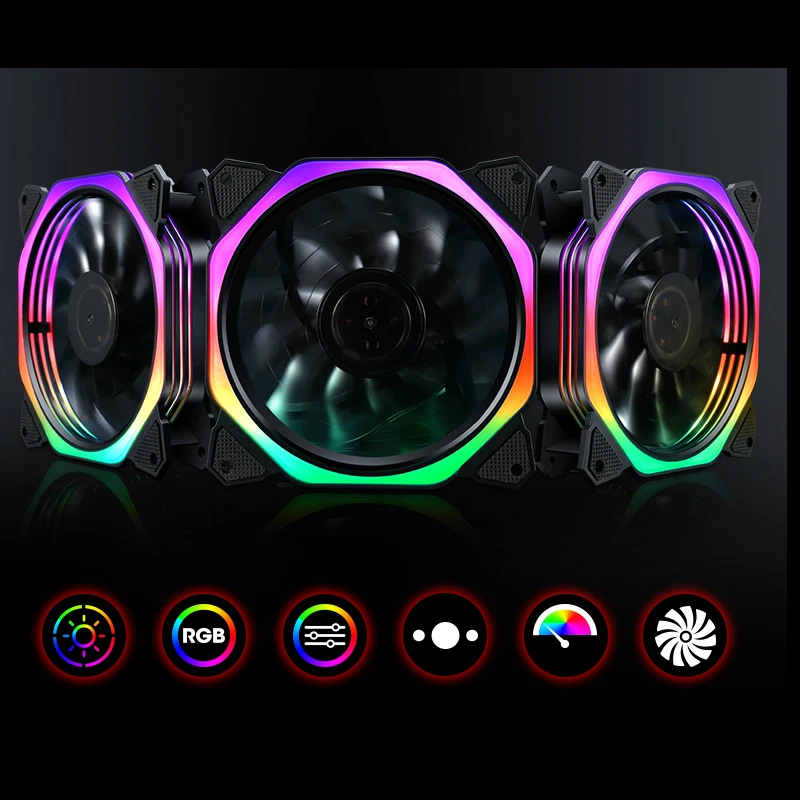 

120mm RGB fan Computer PC Case Fan RGB Adjust LED Fan Speed 120mm Quiet Remote AURA SYNC Computer Cooler Cooling RGB Case Fans