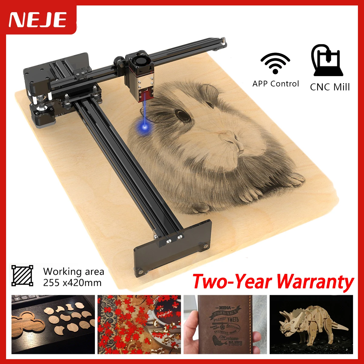 NEJE 5 Plus N40630 Wireless CNC Laser Carver Wood Cutter Stainless Steel Engraver Metal Printer APP Control