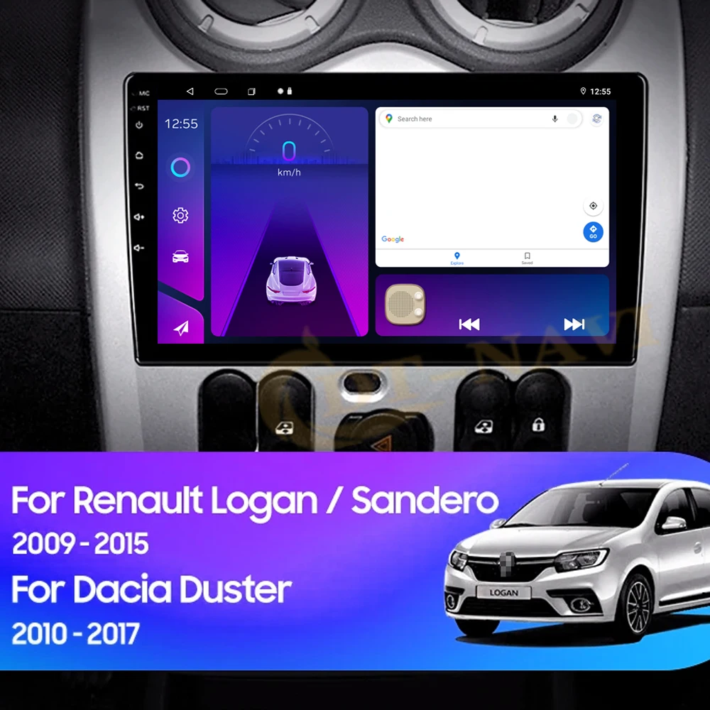 Android 14 Car Radio For Renault Logan 1 Sandero 2009 2010 2011 2012 - 2015 Largus Dacia Duster Multimedia Video Player  Carplay