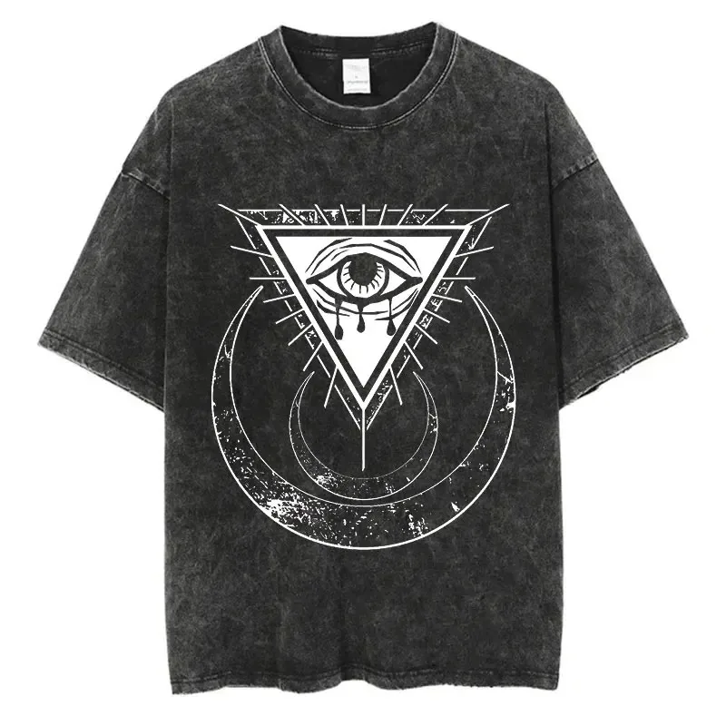 

Men Fashion Washed T Shirt Streetwear Graphic Print Harajuku Hip Hop T-Shirt Summer Black Short Sleeve Cotton Loose Tops Tees