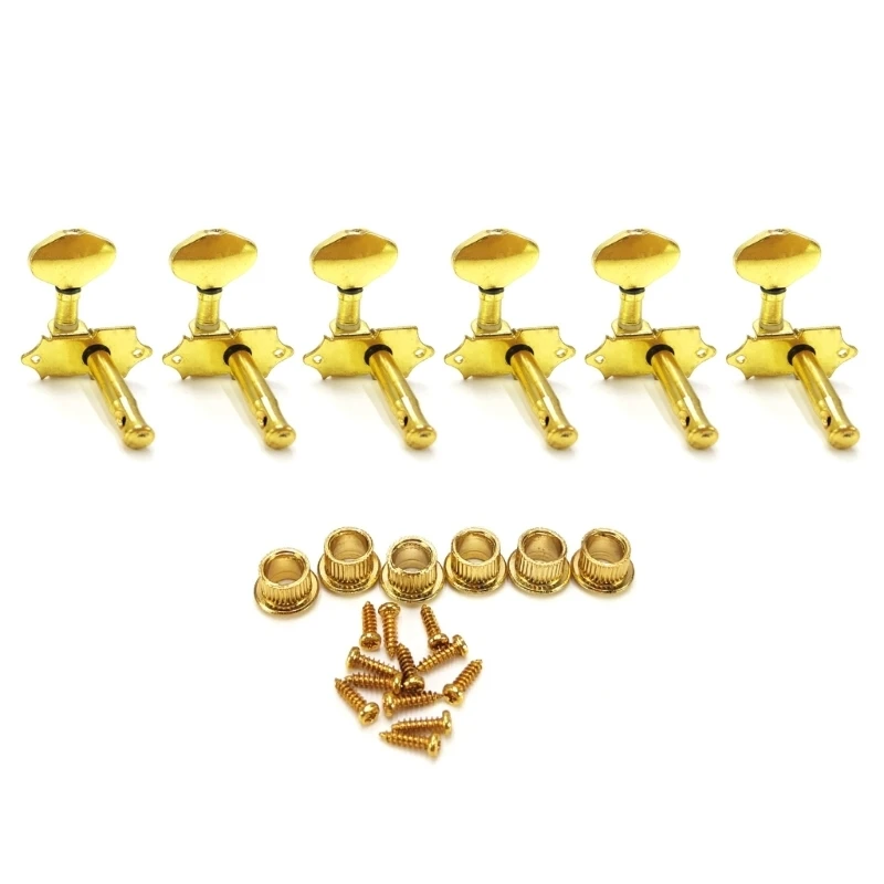Pack of 6 Open Back Guitar Machine Heads for Enhanced Sound Quality and Resonance on Acoustic and Electric Guitars