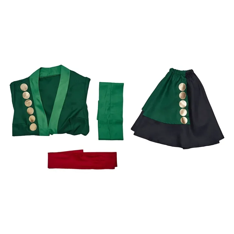 Kimono verde Lolita feminino Vestido, Roronoa Zoro Feminino Cosplay Fantasia, Fato Dia das Bruxas, Festa de Carnaval