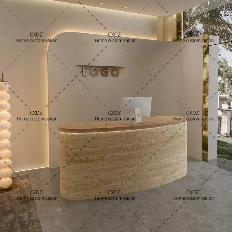 XX Boutique Front Desk Reception Counter Modern Arched Luxury Reception Desks Beauty Salon Clinic  Recepcion Furniture