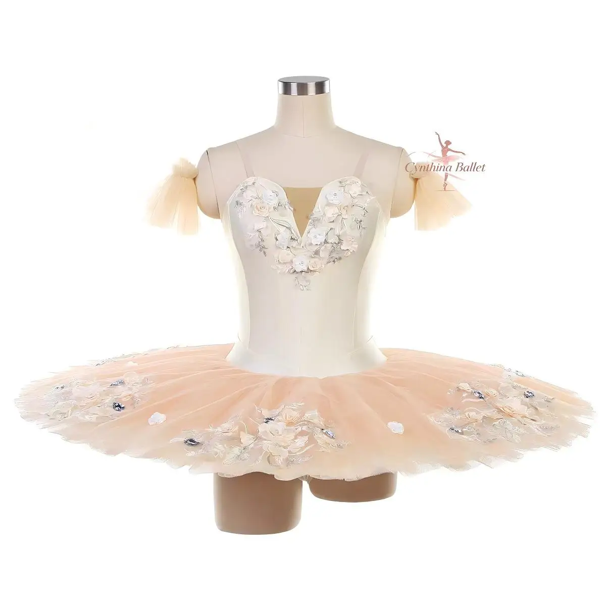 Vestido Tutú de Ballet Paquita - Falda Tutú de Tul Color Champán - Ropa de Danza para Competencia Infantil y Disfraz de Ballet para Actuaciones de Adultos