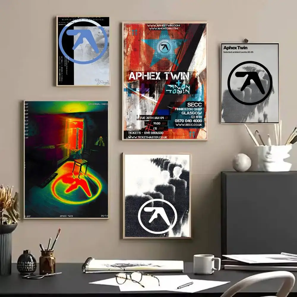 A-Aphex Twin Band Poster Stickers HD Waterproof Painting Wall Art for Bedroom Living Room Home Decor Decoration Gift