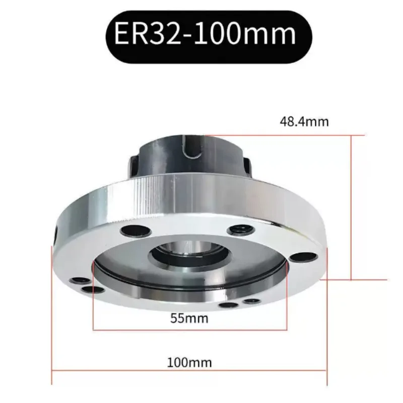 80mm 100mm Collet Chuck Adapter Flange, Precision Straight Bore Tool Holder for CNC Lathe Clamping