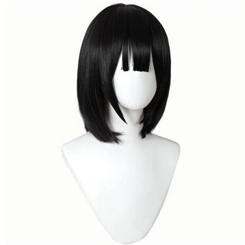 게임 사일런트 힐 F ‌ 시미즈 히나코 ‌   성인 코스프레 가발 짧은 검은 머리 내열성 합성 가발 할로윈 카니발 소품