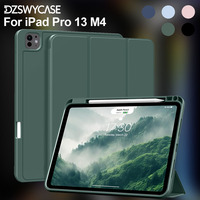 Case for iPad Pro 13 M4 2024 Soft Slim TPU Back Cover with Pencil Holder, Auto Wake/Sleep, Trifold Stand Protective Case