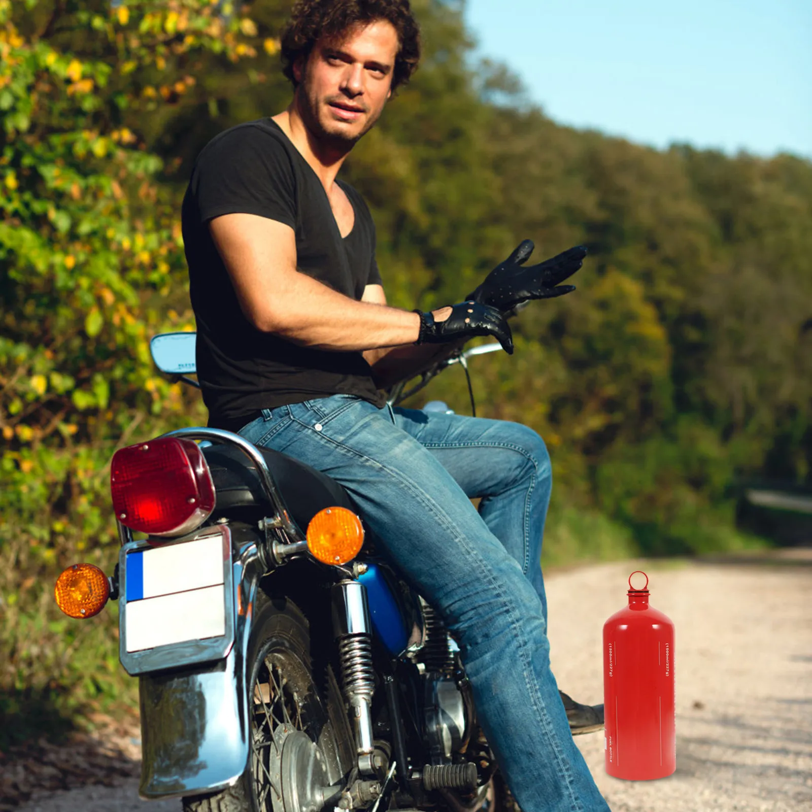 

Motorcycle Fuel Bottle Large Capacity 1500ml Aluminum Alloy Leak Proof Cap Emergency Reserve Gas Container Fuel Bottle
