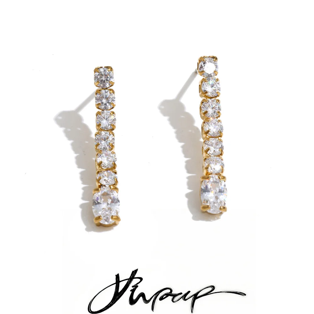 Yhpup Bling Kubische Zirkonia Quadratische Tropfen-Fantasie-Ohrringe Zierliche Luxuriöse Alltagsschmuck für Abendveranstaltungen und Partys