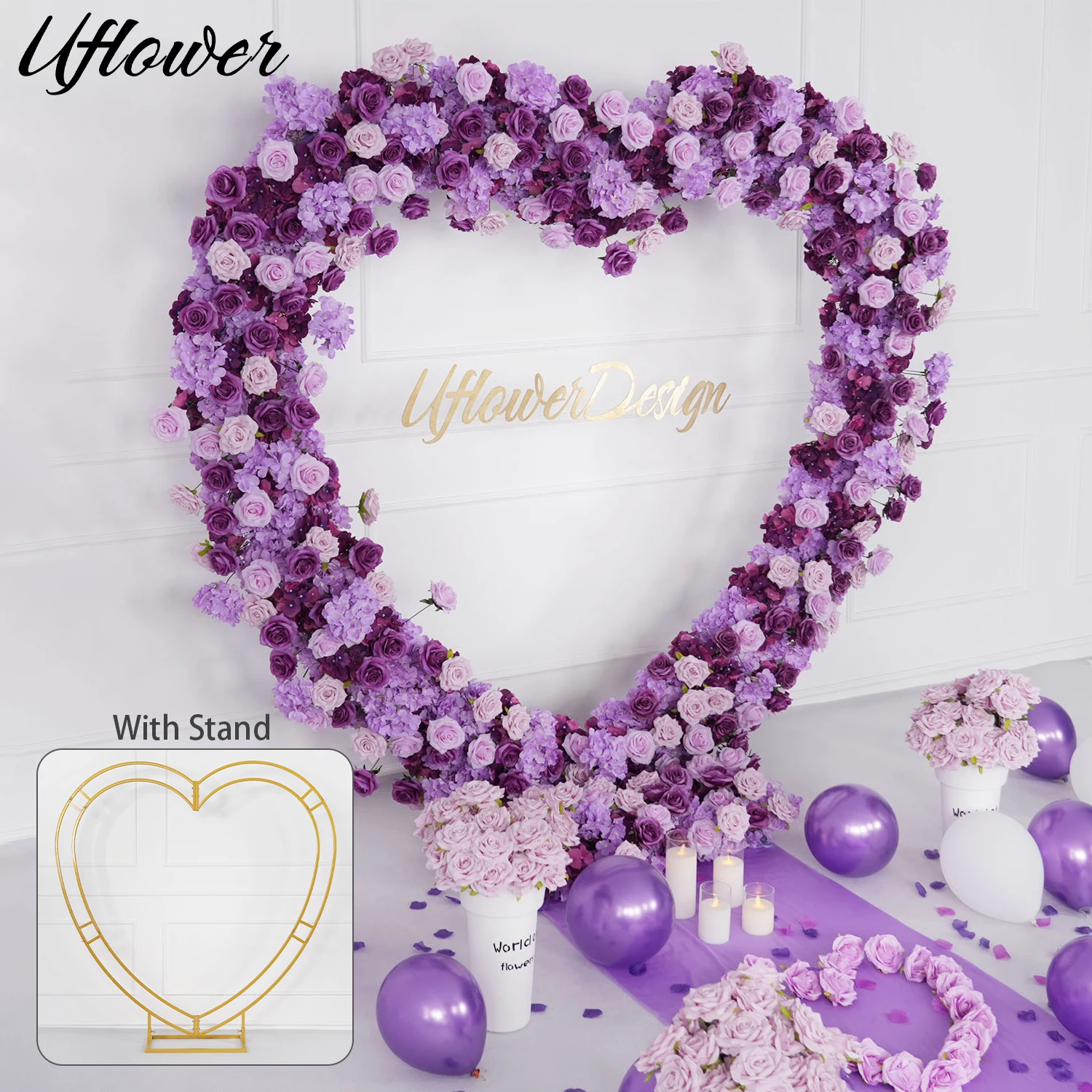 

Uflower Фиолетовая Роза 5D Цветочная Настенная Композиция Декор Свадебный Фон С Любом Арка В Форме Сердца Рамка Сценический Цветочный Ряд Стенд