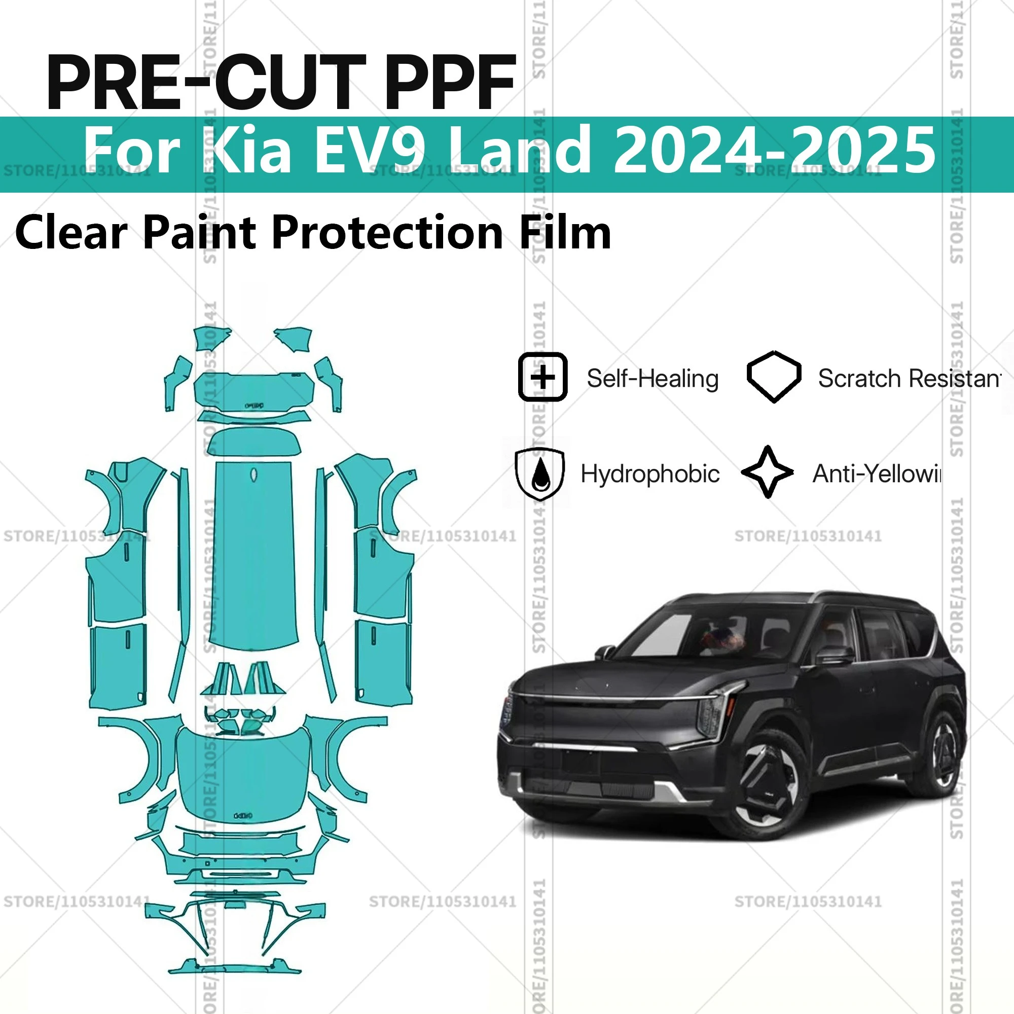 

For Kia EV9 Land 2024-2025 Pre-Cut Paint Protection Film PPF Transparent Car Film Professional Automotive PPF Full Vehicle