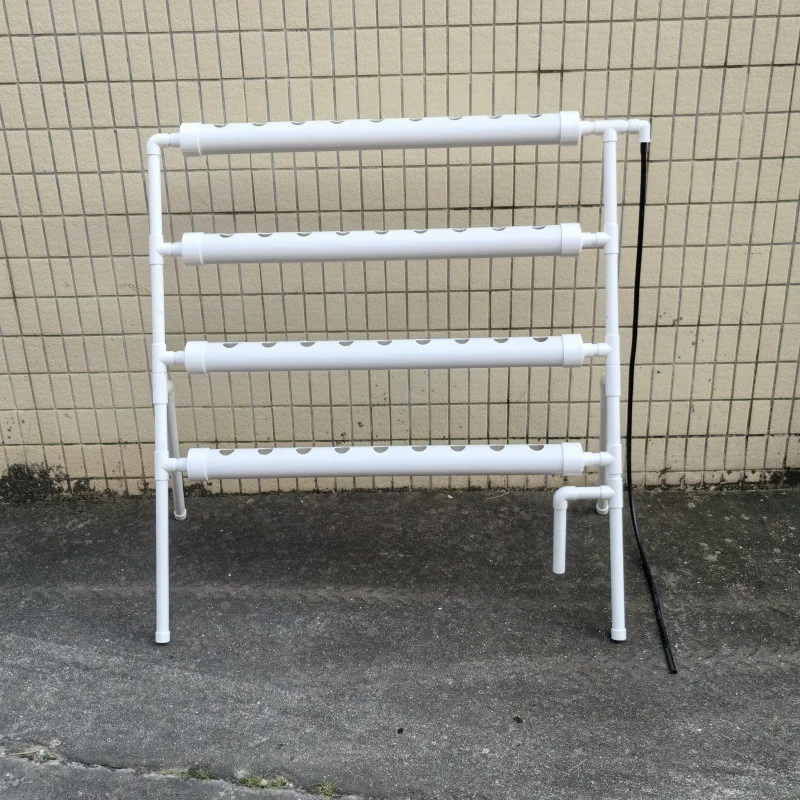 4 Tube Ladder Hydroponic Growing Rack, 36 Holes PVC Pipe Soil-Free Cultivation Kit For Balcony Vegetable And Flower Planting