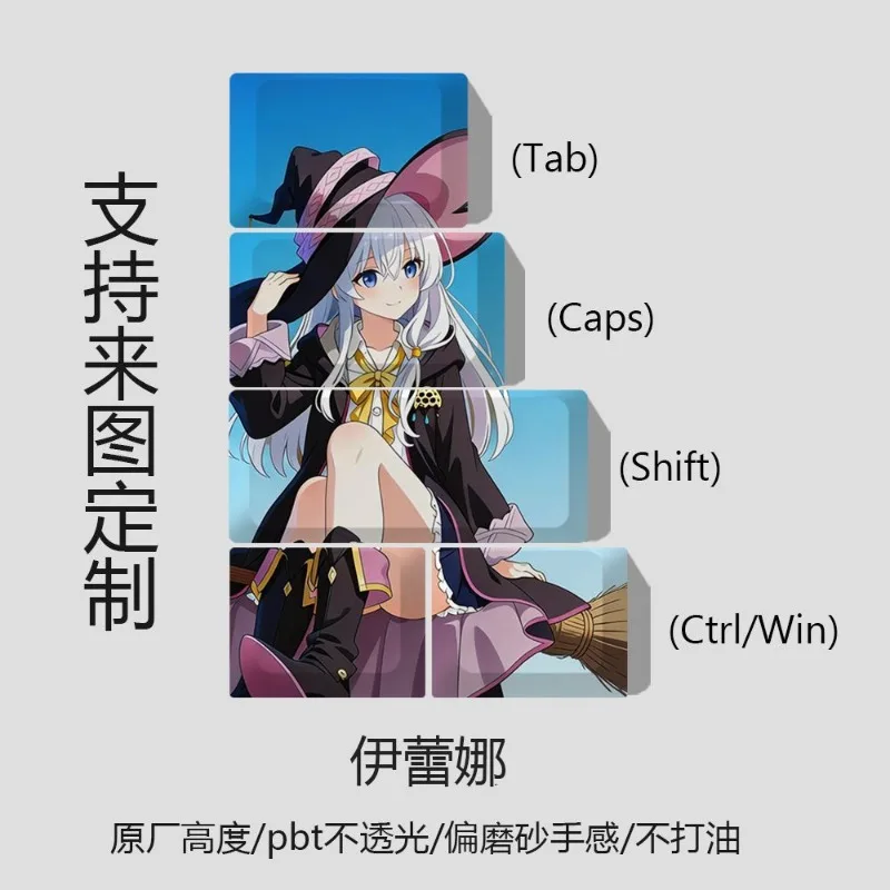 Original Elaina Theme Anime Keycap Mechanical Keyboard PBT Customized Cute Keycap PC Game Keyboard Accessories Gift Collection