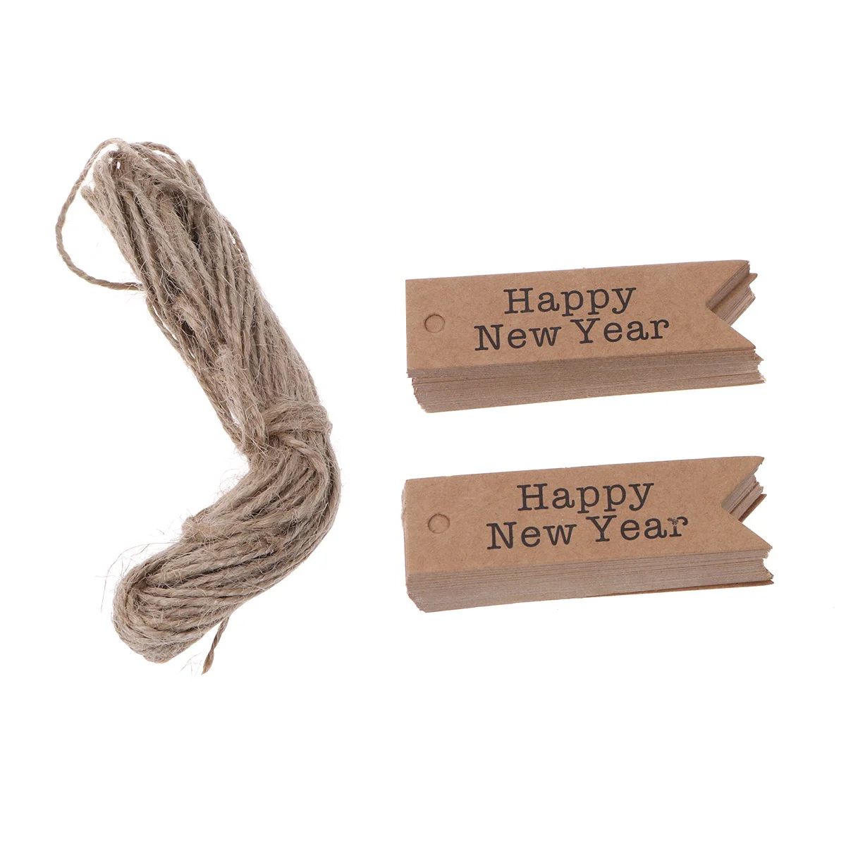 100Pcs DIY Kraft Paper Label with Rope Hole Swallowtail Gift Tag for New Year Baking Store Packaging Handmade Project Use