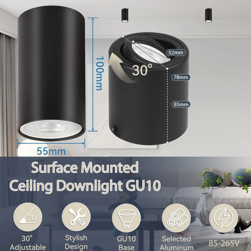 Replaceable Bulb Downlights GU10 Kitchen Spot Light LED Ceiling Lamp Luminaire Indoor Led Spotlight for Bedroom Living Room Shop
