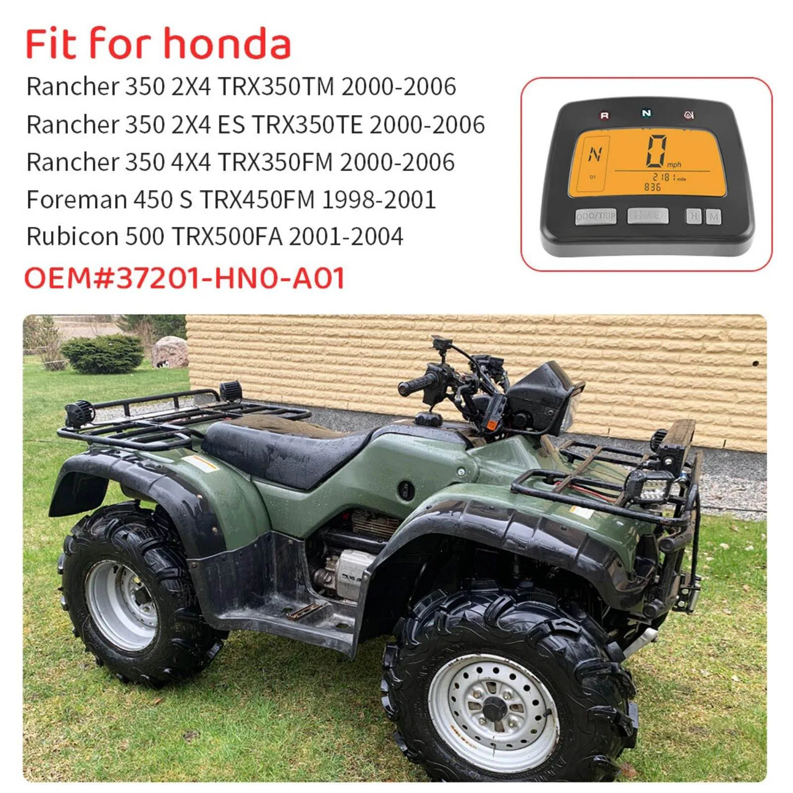 

Черная верхняя крышка приборной панели (спидометр) 37201-HN0-A01 для Honda Rancher 350 TRX350 Foreman 450 Rubicon 500 1998-2006